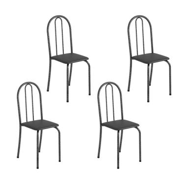 Imagem de Kit 4 Cadeiras Tubular 89x37x42 Cm Ane B Preto/Prato