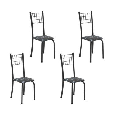 Imagem de Kit 4 Cadeiras Tubular 95x37x40 Cm Dany Preto