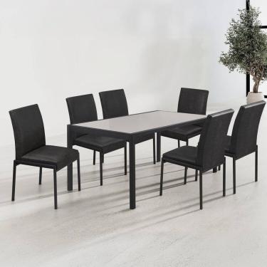 Imagem de Conjunto Sala de Jantar com 6 Cadeiras Atenas Preto