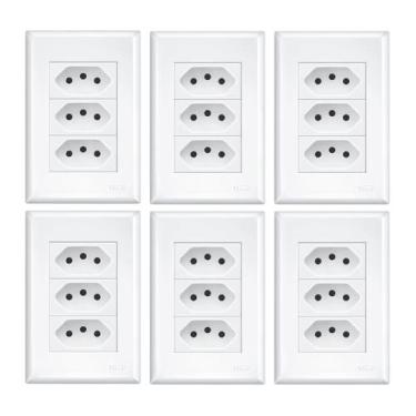 Imagem de Tomada Tripla 20a/250v C/ Placa 4x2 Fame Evidence Kit 6 un.