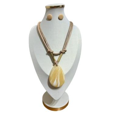 Imagem de Max colar feminino kit com brinco elegante presente - MLBpel, Nude