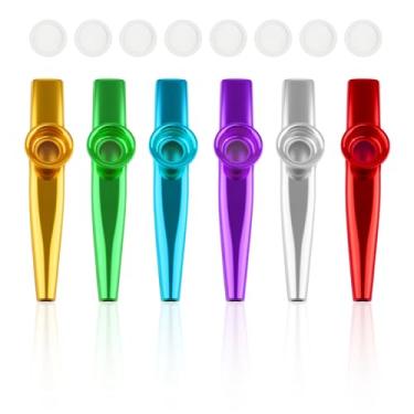 Imagem de Kazoos de metal premium, 6 peças de instrumentos musicais divertidos para adultos, instrumentos musicais de metal Kazoos, um bom companheiro para ukulele, violino, guitarra, teclado de piano, festa