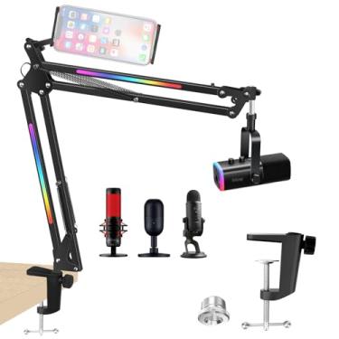 Imagem de YOUSHARES Suporte De Braço Boom Para Microfone Rgb - Blue Yeti, Hyperx Quadcast S Solocast, Fifine Am8, Rode, Shure Sm7B, Razer, Elgato, Jogos E Todos Os Microfones Com Luz