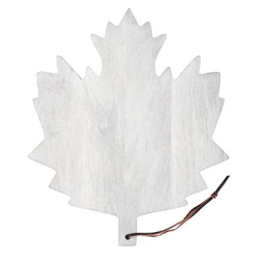 Imagem de Santa Barbara Design Studio Bandeja de queijo chacuterie em forma de folha de bordo de madeira de manga branqueada, 33 cm x 28 cm