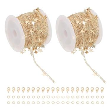 Imagem de PATIKIL Correntes para fabricação de joias, 2 rolos de elos de corrente de aço inoxidável com estrela de 16,4 metros para mulheres, colar faça você mesmo, kit de brincos de pulseira para presente com