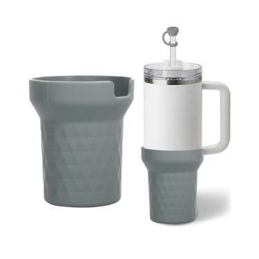 Imagem de Bota de silicone para Stanley Cup 850 g, capa preta para bota com acessórios Stanley H2.0 e Quencher Adventure Tumbler (Ash, 850 g)