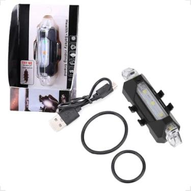 Imagem de Lanterna Traseira Bike Sinalizador Bicicleta Luz De Led Recarregavél Usb (BRANCO)