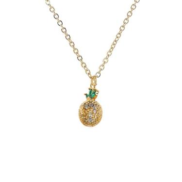 Imagem de DEYOUM Colar feminino de frutas e romã, banhado a ouro 14K, fofo, fruta, romã, banana, morango, abacaxi, pingente, joias, presente personalizado, Medium, Metal, Strass