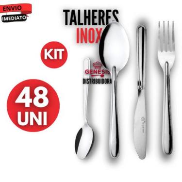 Imagem de Jogo 120 Talheres Peças Aço INOX 30 Garfos 30 Facas 30 Colher 30 Colhe