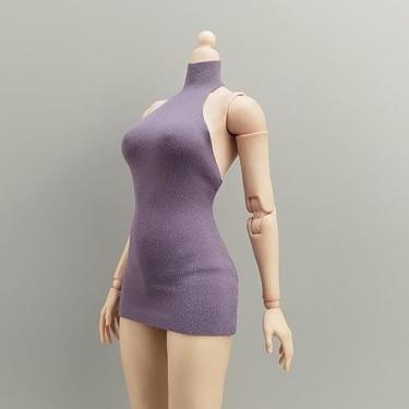 Imagem de ATSTORYTIDE 1/6 Ratio of Women's Clothing，High Neck Dress, Backless Dress, Sexy Ultra Short Dress (Pastel Violet)
