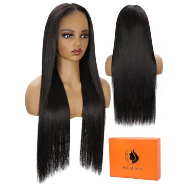 Imagem de Prosheve Perucas de cabelo humano liso 33 x 10 cm, densidade de 20 polegadas, 250% de densidade, invisível, HD, transparente, frente de renda, cabelo humano, 15A, liso, sem cola, para mulheres, cor