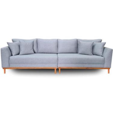 Imagem de Sofá Pierri Base Madeira Tecido Linho Bipartido 300cm - 4R Estofados, 
