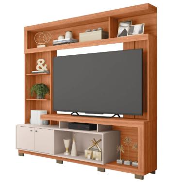 Imagem de Estante Home Theater Para TV Até 70 Polegadas 2,10m Atlanta Madeirado / Off White Caemmun