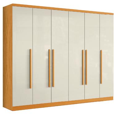 Imagem de Guarda Roupas Casal 6 Portas 8 Gavetas Canadá Madeirado/Off White Aramóveis
