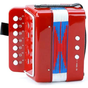 Imagem de Brinquedo Mini Sanfona Acordeon Gaita Instrumento Musical Vermelho