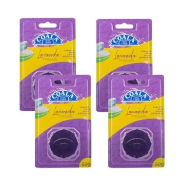 Imagem de Kit 4 Coala Tablete Caixa Acoplada Lavanda 50g Limpa Limpeza Perfuma Colore Água Funginicida Bactérias Ácaros Manchas Mau Cheiro Desodorizador Odorizante