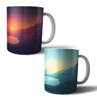 Imagem de Jogo  2 Canecas Porcelana Por do Sol / Noite 350ml (BD01) - BD Cases