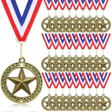 Imagem de Cinnvoice 24 medalhas de ouro em massa para prêmios 2 '' Medalhas de vencedor com fita de pescoço Troféu de metal Prêmio para futebol, beisebol, futebol, softball, MVP, competições, vencedores