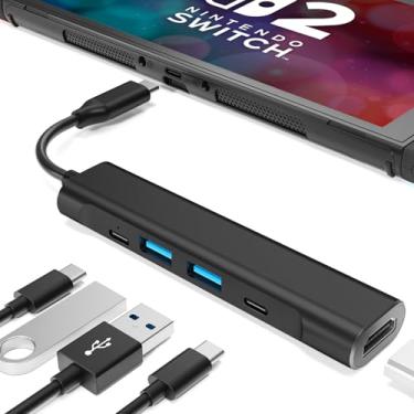 Imagem de RREAKA Estação de TV Switch2 para Nintendo Switch2/Switch/Switch OLED, base de substituição portátil com adaptador HDMI 4K 60Hz/porta tipo C/porta USB para Nintendo Switch oficial