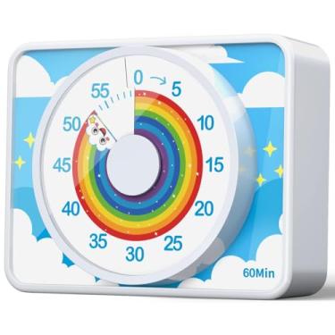 Imagem de VOCOO Temporizador visual – Temporizadores de ovos digitais mecânicos de 60 minutos com gerenciamento de tempo magnético e silencioso para crianças, cozinhas, salas de aula (branco)