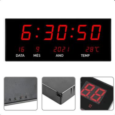 Imagem de Relógio LED Digital de Parede com Função de Alarme, Hora e Calendário 