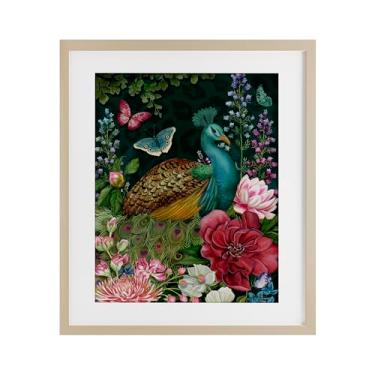 Imagem de Stupell Industries Impressão emoldurada de bétula pavão de jardim selvagem sob vidro por Nicole Tamarin, 53 x 43 cm