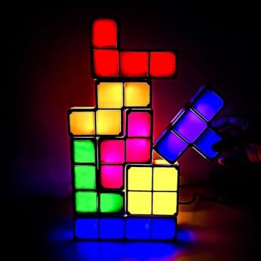 Imagem de Furqery Luzes noturnas, novas atualizações, faça você mesmo, empilhável, quebra-cabeças 3D, luzes noturnas, luzes noturnas de indução interligadas, novidades, luzes de tangram, presentes de