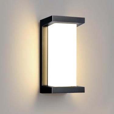 Imagem de Wrasse Arandela de parede externa 2000 lúmens 20W luminária de parede Proch 3000K preto moderno arandelas iluminação para casa externa montagem na parede porta da frente