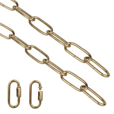 Imagem de Helunsi Corrente de Iluminação, Corrente Imitação de Cobre de 1,8 metros, Extensão de Corrente de Lustre de Metal com Trava de Conexão, Kit de Luminária Pendente de Teto com Resistente