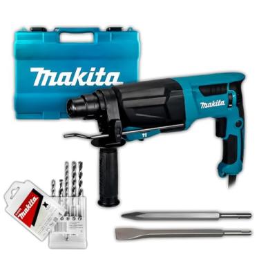Imagem de Martelete Combinado Makita HR2670X6 26mm 800W SDS-Plus C/Maleta e Acessórios Perfuração Rompimento para Eletricista Encanador Profissional - 127v