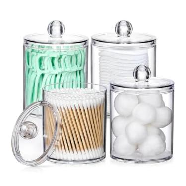 Imagem de Combo 2 Potes Organizadores de Acrílico com Tampa – Porta Algodão, Cotonete e Maquiagem – Transparente, Elegante e Resistente