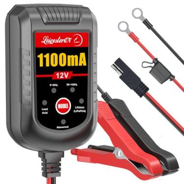Imagem de Carregador de bateria inteligente de 12 V 1100 mA para carro, mantenedor de bateria, carregador flutuante para motocicleta, cortador de grama, trator, automotivo, baterias de chumbo-ácido e lítio