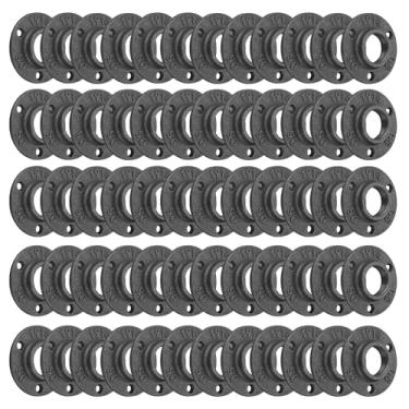 Imagem de Home TZH Flange de piso de 2,5 cm, flange de tubo roscado de ferro maleável para estilo vintage industrial, flanges com orifício rosqueado para projeto faça você mesmo/móveis/decoração de prateleiras