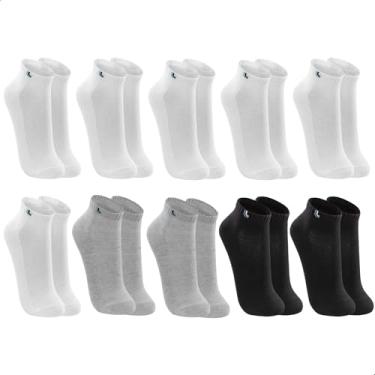 Imagem de Kit com 10 Meias Sport, Lupo, Adulto Unissex, Branco/Cinza/Preto, 41 - 44
