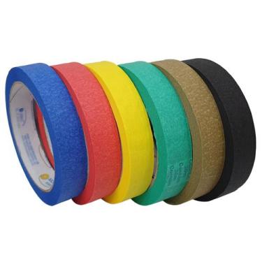 Imagem de Kit De Fita Crepe Colorida 18mm X 30m Fitas Adesivas 6 Cores - Nastro,
