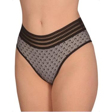 Imagem de Calcinha 3D Coração Conforto Cós Vazado Lingerie Feminina Cintura Alta