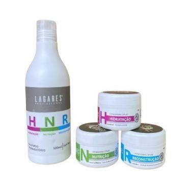 Imagem de Kit 3 Mascaras Cronograma Fracionado 100g + Shampoo 500ml - Lagares