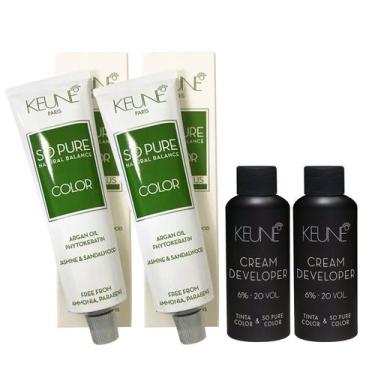 Imagem de Kit 2 Tintas So Pure Keune 60ml + Ox Cream Dev 6% 20vol 60ml, N 7.22 -
