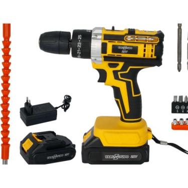 Imagem de Parafusadeira Elétrica 21V Recarregável 2 Baterias Bits Maleta Profiss