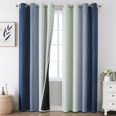 Imagem de Cortinas Blackout Estelar Textiler Azul marinho/Verde Sálvia 213 cm