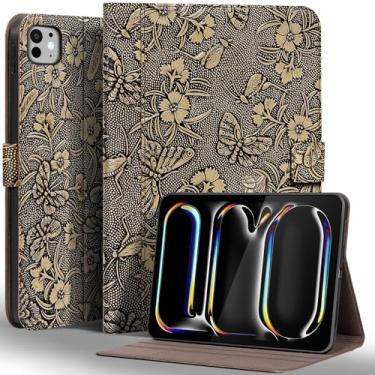 Imagem de Gexmil Capa de couro para iPad Pro de 11 polegadas M4 2024 com fecho magnético ajustável, capa protetora à prova de choque de couro inteligente inteligente, hibernar/despertar automático