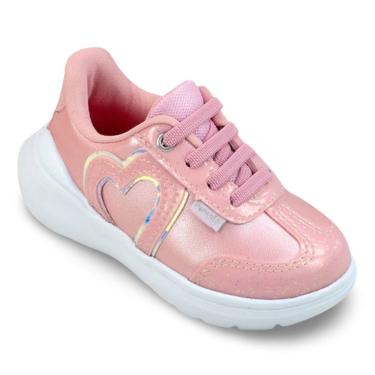Imagem de Tênis Infantil Menina Pampili Sky Coração Rosa Glacê