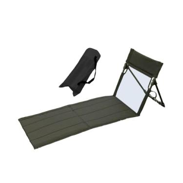 Imagem de KiBcsLic Cadeira de chão com apoio para as costas, assento para acampamento, espreguiçadeira portátil, cadeira de praia dobrável para caminhadas, jardim, Preto