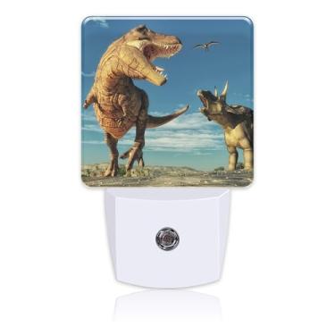 Imagem de Uiaoiais Luz noturna mundial de dinossauro 3D para crianças, luz noturna LED conectada à parede com sensor do crepúsculo ao amanhecer para decoração de quarto de meninas, meninos, mulheres, homens
