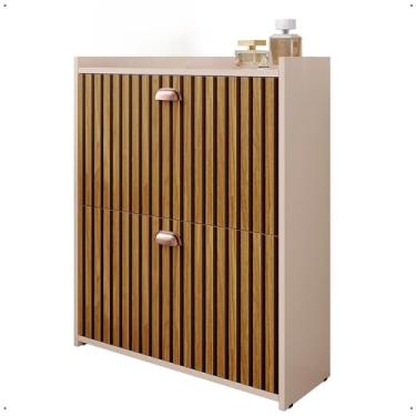 Imagem de Sapateira Multiuso Organizador Calçados Hall Entrada Closet Banquinho 21 Pares Sapato Organizadora(CLOSET Off White/Ripado)