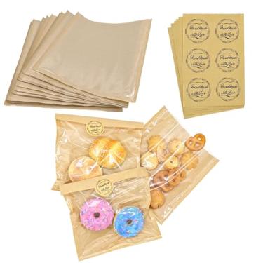 Imagem de HALOMOUNT Pacote com 300 sacos de padaria com janela, sacos de papel kraft de 19 x 19 cm para biscoitos, rosquinhas, sanduíche de ovo, embalagem de bolo de waffle