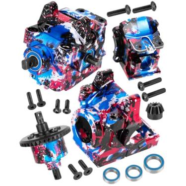 Imagem de RCYouHott RC Aluminum Transmission Gearbox Case & 37T Diff Gear Upgrades Part for 1/10 Slash/Rustler/Stampede/Hoss 4X4 4WD VXL/XO-1,Replace #6880#6881,Colorful