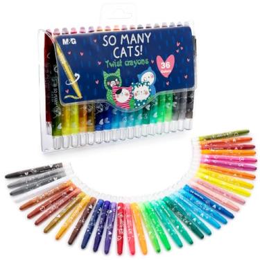 Imagem de M&G Giz de cera de gel torcido de 36 cores para crianças pequenas, giz de cera arco-íris não tóxico para vidro e papel com estojo de giz de cera de plástico transparente, conjunto de giz de cera de
