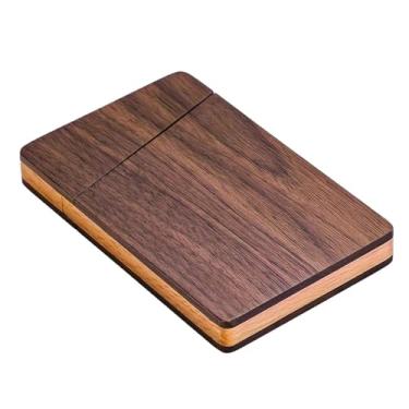 Imagem de oshhni Porta-cartões de visita, caixa de armazenamento, elegante, multifuncional, bolso de madeira artesanal para presente para homens e mulheres, estojo