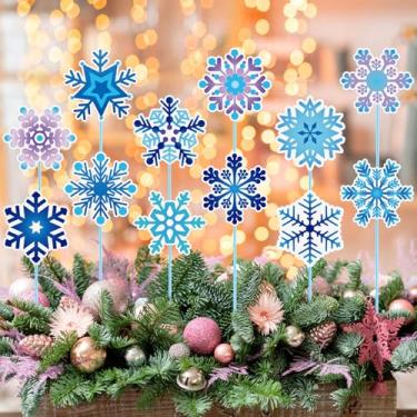 Imagem de Zonon 12 peças de decoração de jardim de Natal estacas de metal para jardim de pátio vaso de plantador de gramado de Natal quebra-nozes pão de gengibre floco de neve placas de estaca de quintal